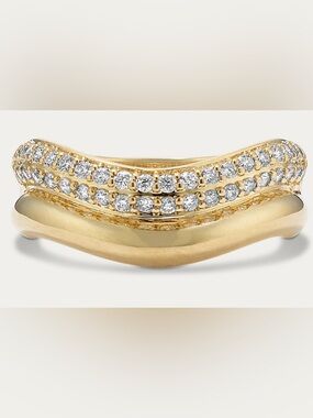 Gold Pavé Diamond Curved Band